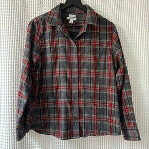 L.L. Bean relaxed fit plaid flannel gorpcore outdoor shirt women's petite medium